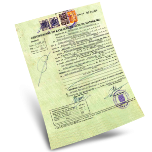 Certificado de matrimonio
